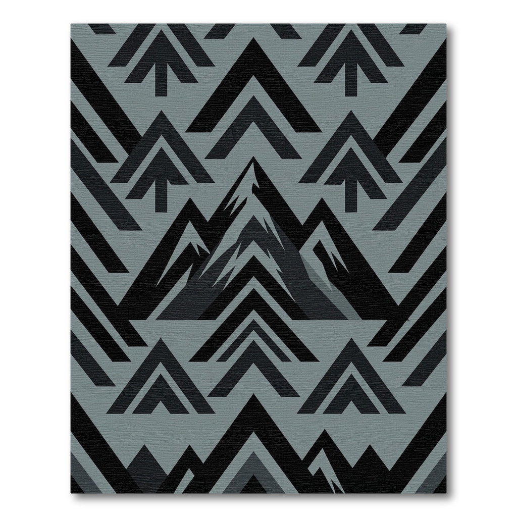 Dark Gray Geometric Mountain Peaks Rug
