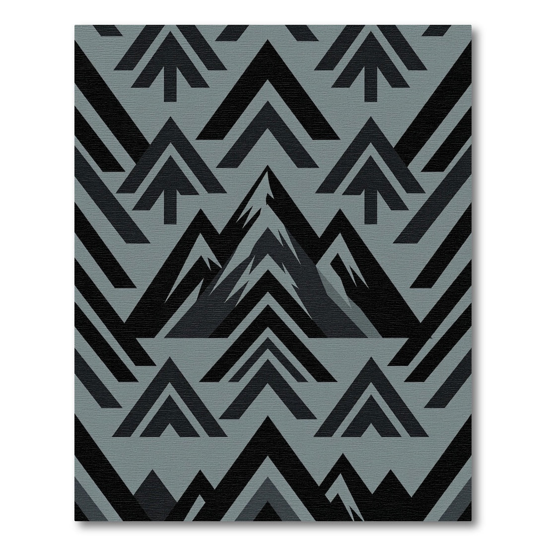 Dark Gray Geometric Mountain Peaks Rug