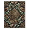 Elegant Gold and Sage Ornate Medallion Rug