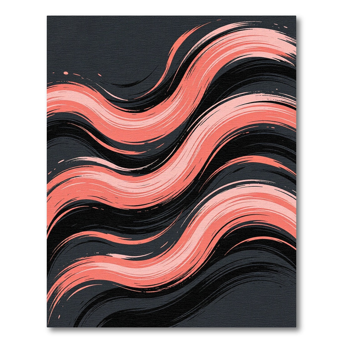 Modern Coral Pink Wavy Abstract Line Rug