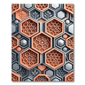 Metallic Copper Hexagonal Botanical Honeycomb Rug
