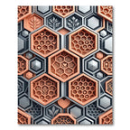 Metallic Copper Hexagonal Botanical Honeycomb Rug