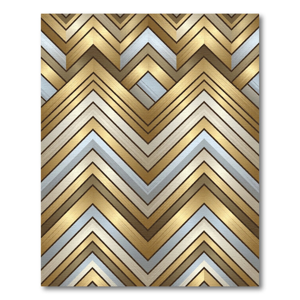 Gold Chevron Metallic Geometric Lines Rug