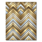 Gold Chevron Metallic Geometric Lines Rug