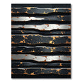 Industrial Black Gold Distressed Stripes Rug