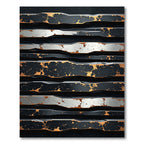 Industrial Black Gold Distressed Stripes Rug