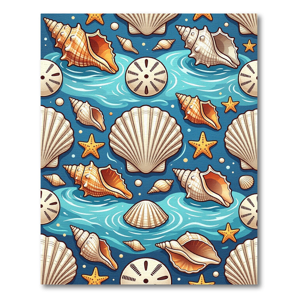 Coastal Seashell Starfish Ocean Blue Rug