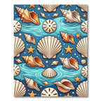 Coastal Seashell Starfish Ocean Blue Rug