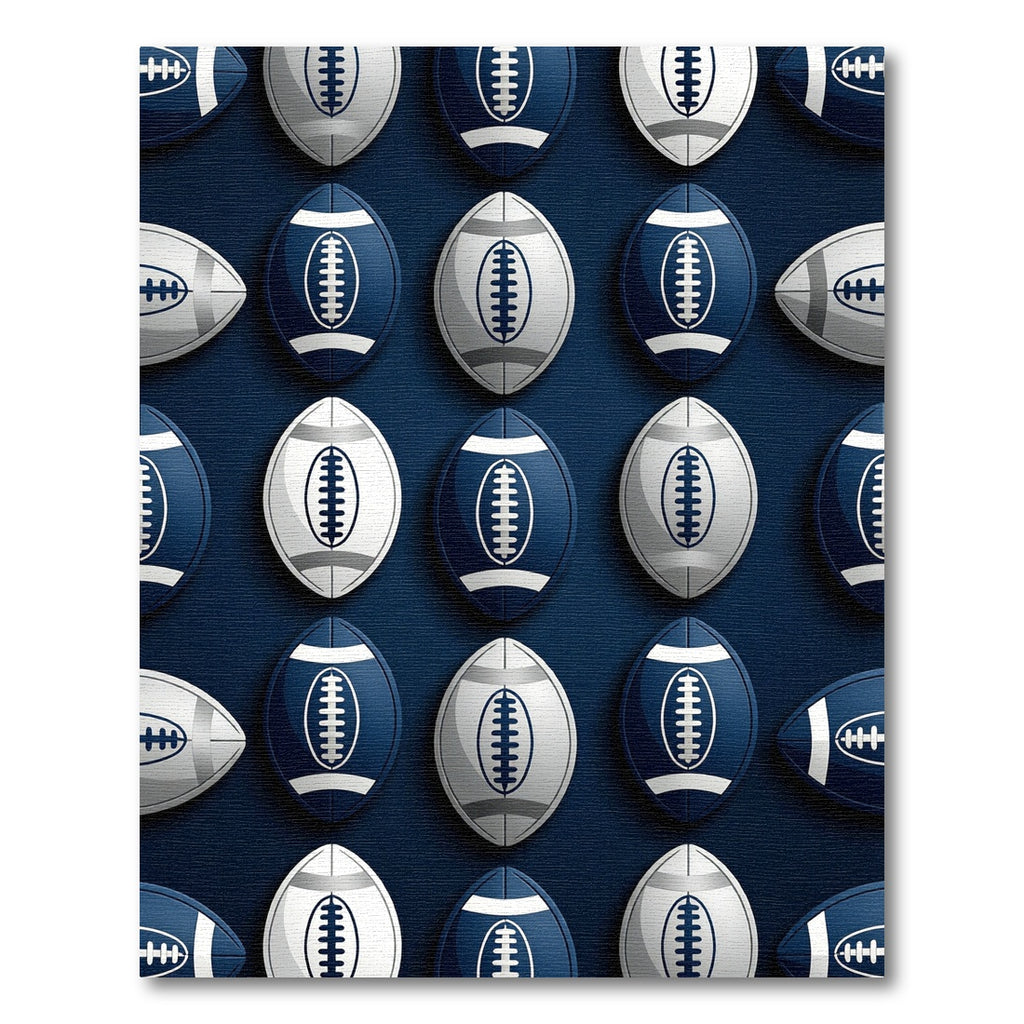 Navy Blue White American Football Grid Rug