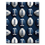 Navy Blue White American Football Grid Rug