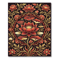 Crimson Lotus Botanical Gold Art Rug