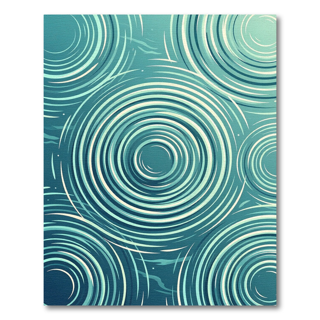 Teal Water Ripple Concentric Circles Rug