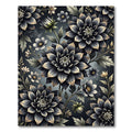 Dark Botanical Floral Accent Rug