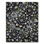 Dark Botanical Floral Accent Rug