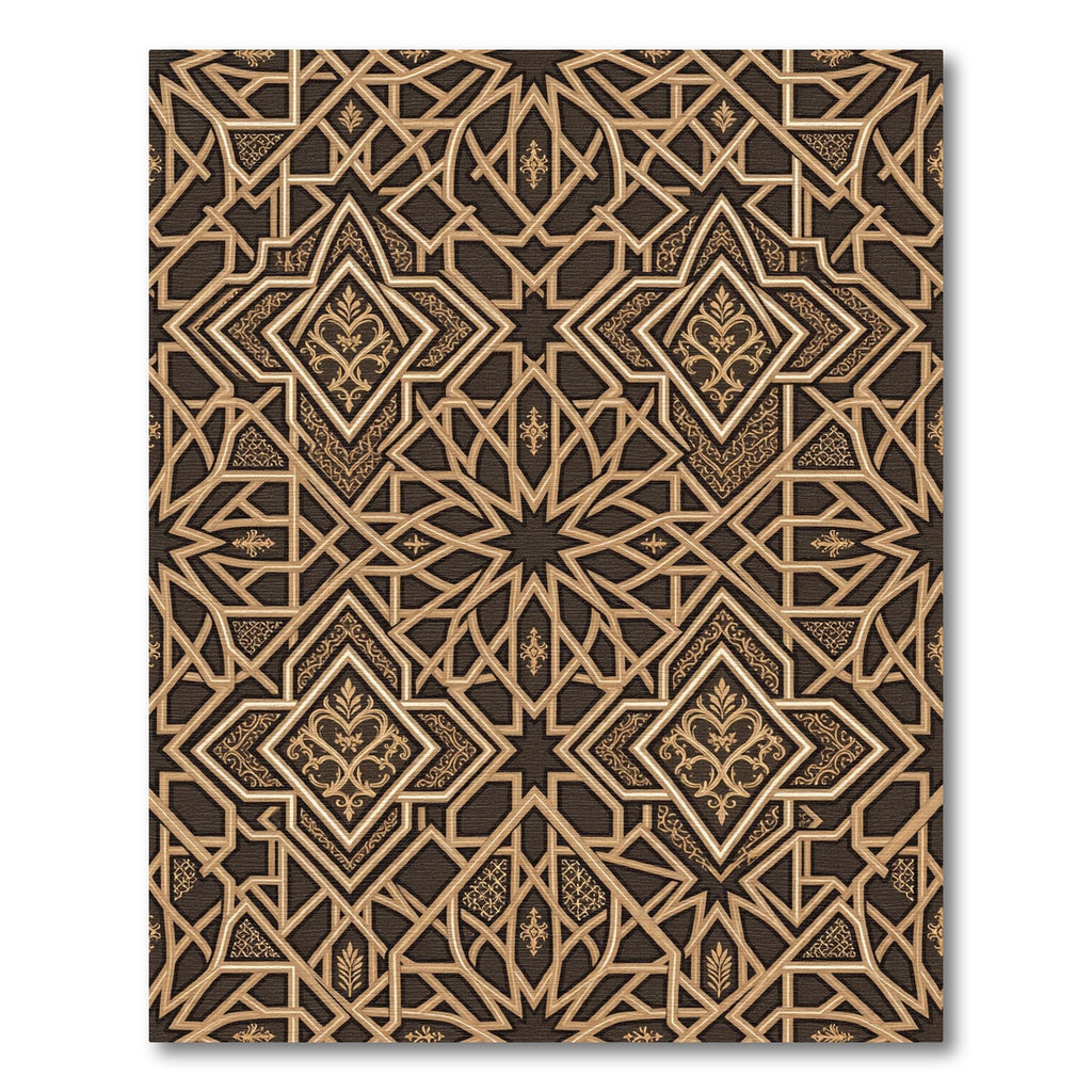 Elegant Bronze Geometric Starry Filigree Rug