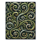 Antique Sage Green Ornate Scrollwork Rug
