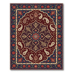 Deep Burgundy Paisley Floral Medallion Rug