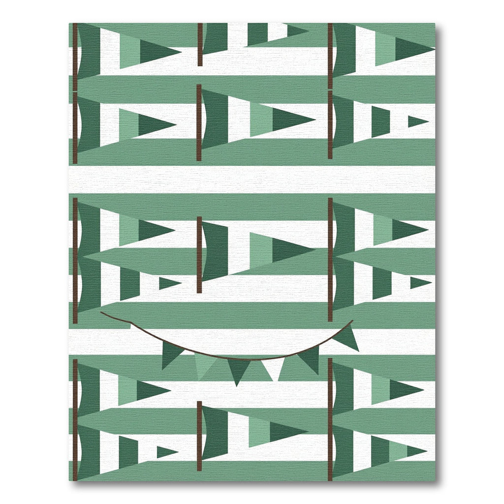 Sage Green Geometric Stripe Bunting Rug