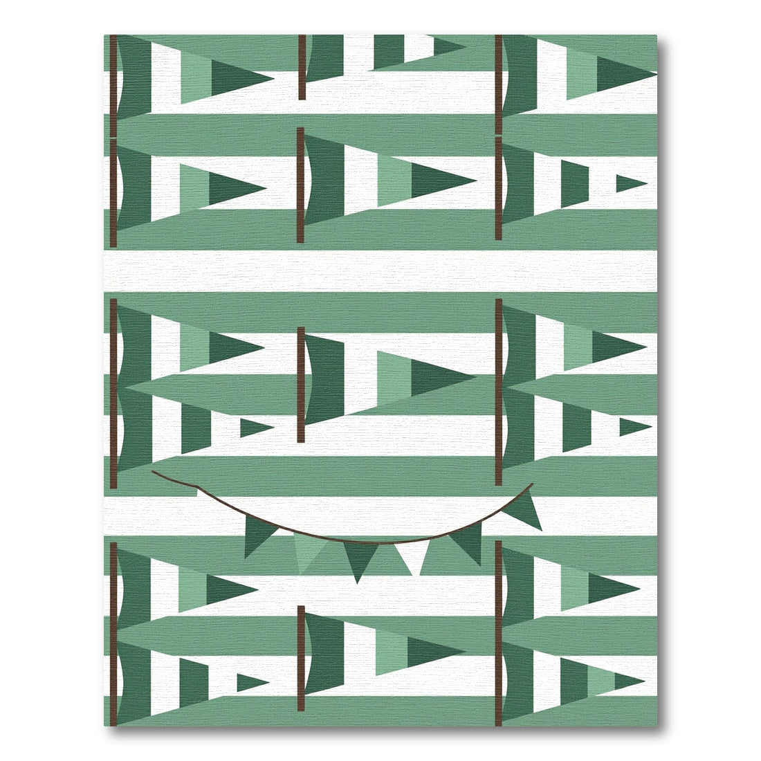 Sage Green Geometric Stripe Bunting Rug