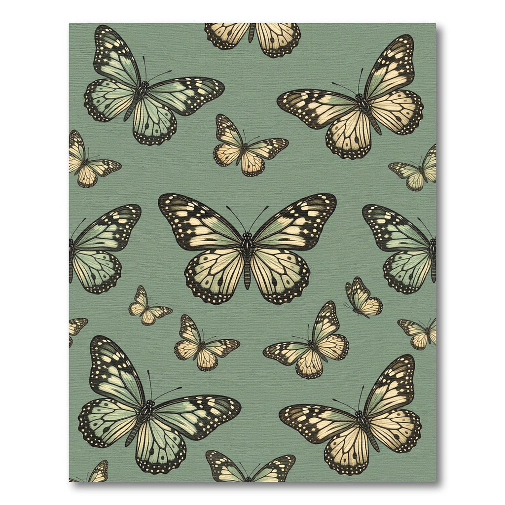 Sage Green Whimsical Butterfly Garden Rug