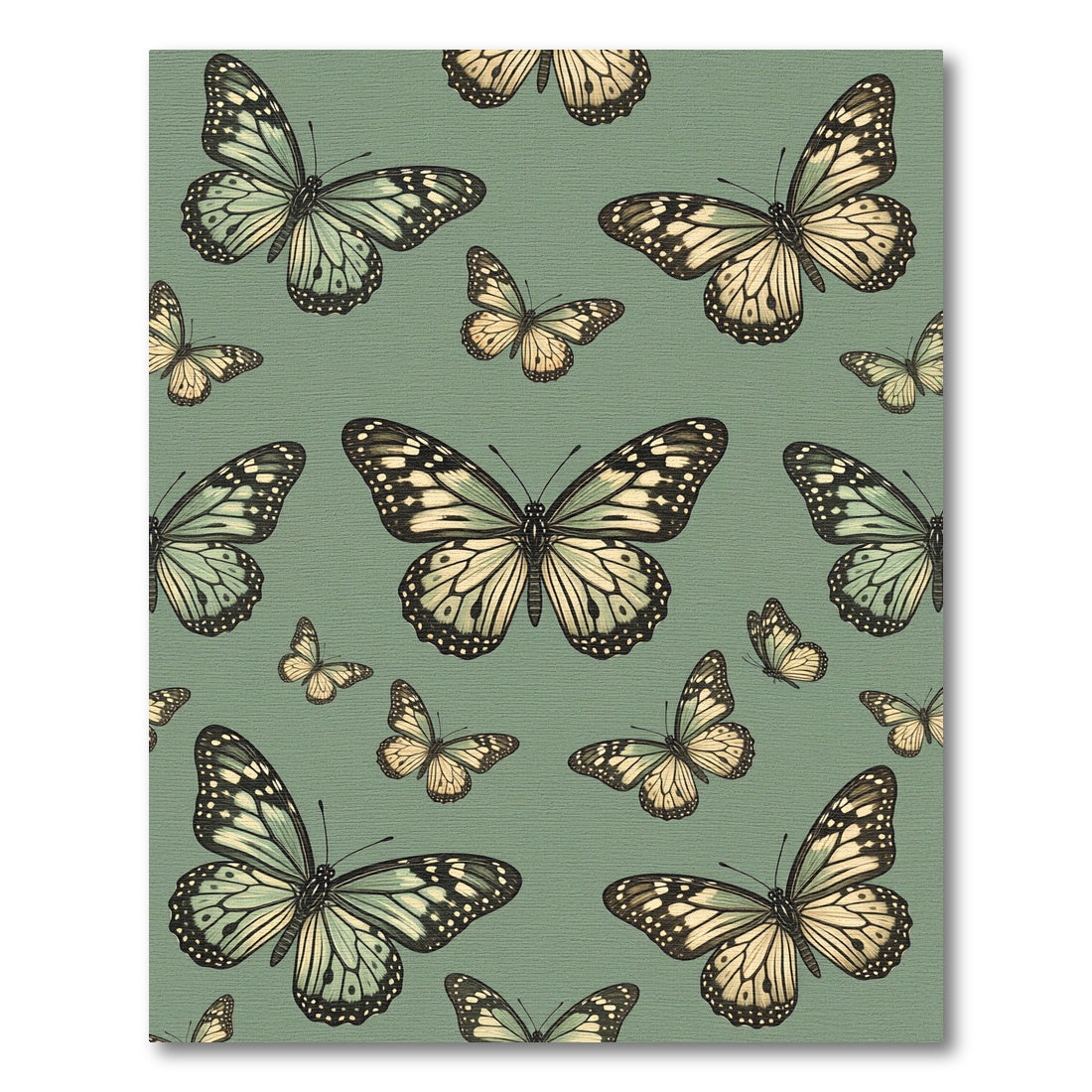 Sage Green Whimsical Butterfly Garden Rug