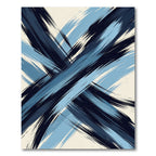 Modern Navy and Light Blue Abstract Brushstrokes Rug