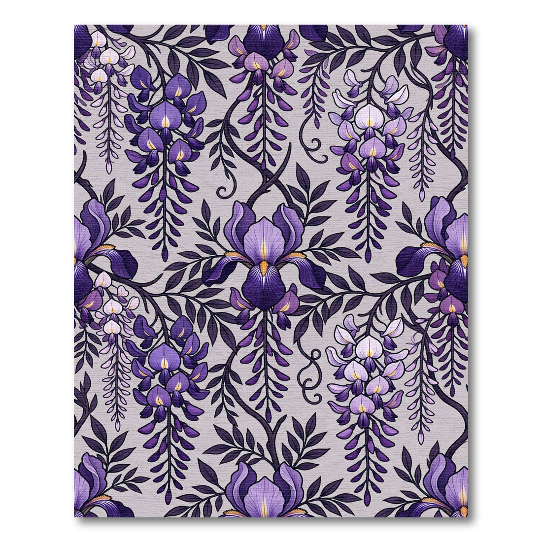 Purple Iris Wisteria Vine Swirls Rug