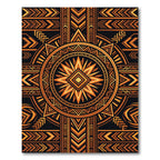 Symmetrical Amber Geometric Sunburst Rug