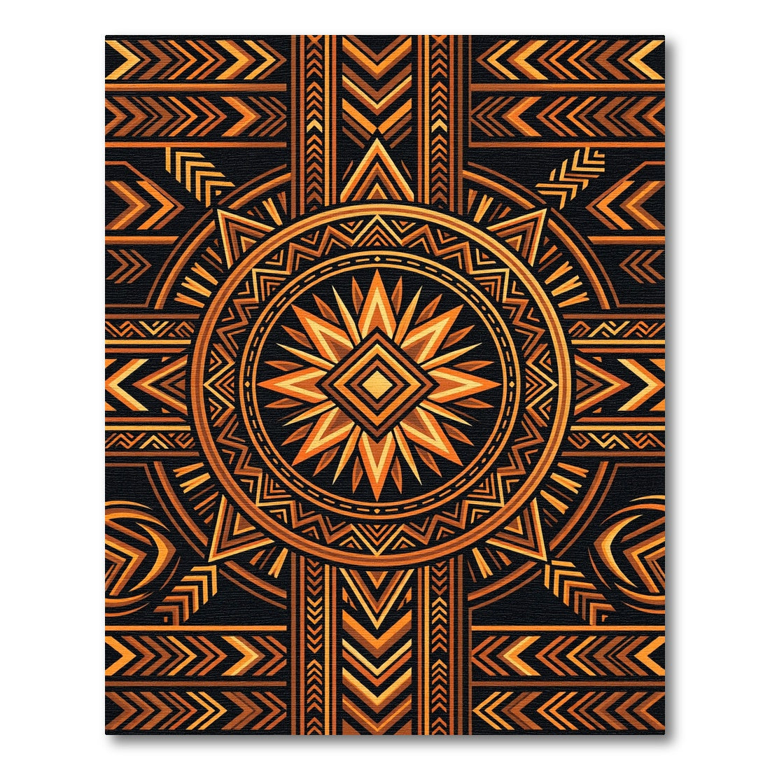 Symmetrical Amber Geometric Sunburst Rug