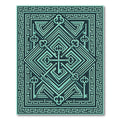 Turquoise Vintage Keys Maze Composition Rug