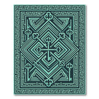 Turquoise Vintage Keys Maze Composition Rug