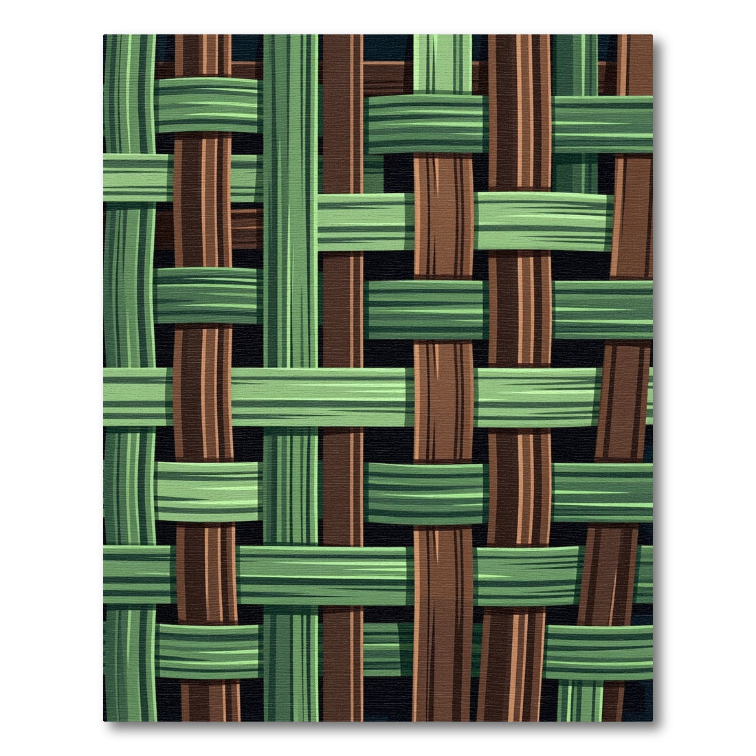 Woven Forest Green and Brown Grid Rug