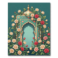 Teal Rose Garden Arch Medallion Rug