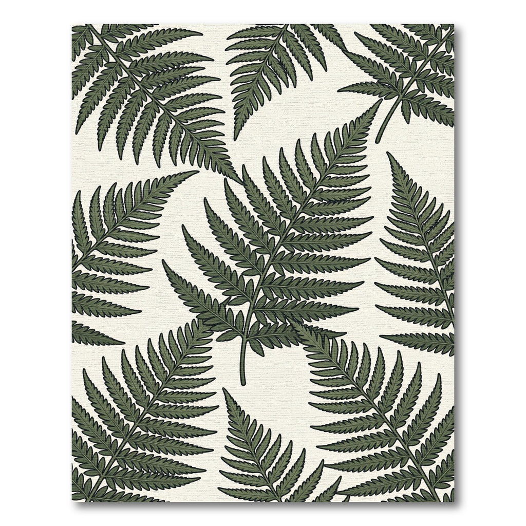 Lush Green Tropical Fern Botanical Focus Rug