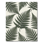 Lush Green Tropical Fern Botanical Focus Rug