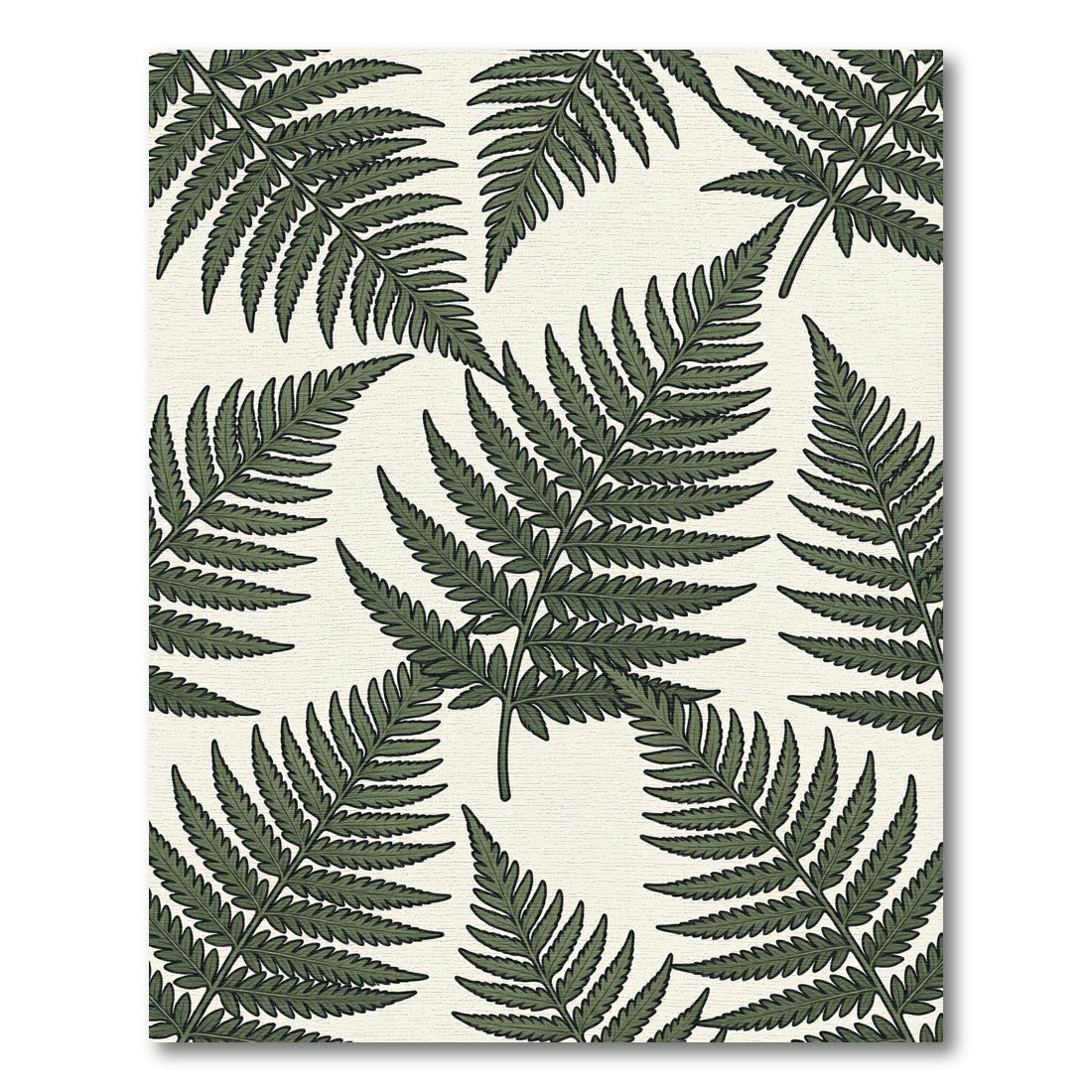 Lush Green Tropical Fern Botanical Focus Rug