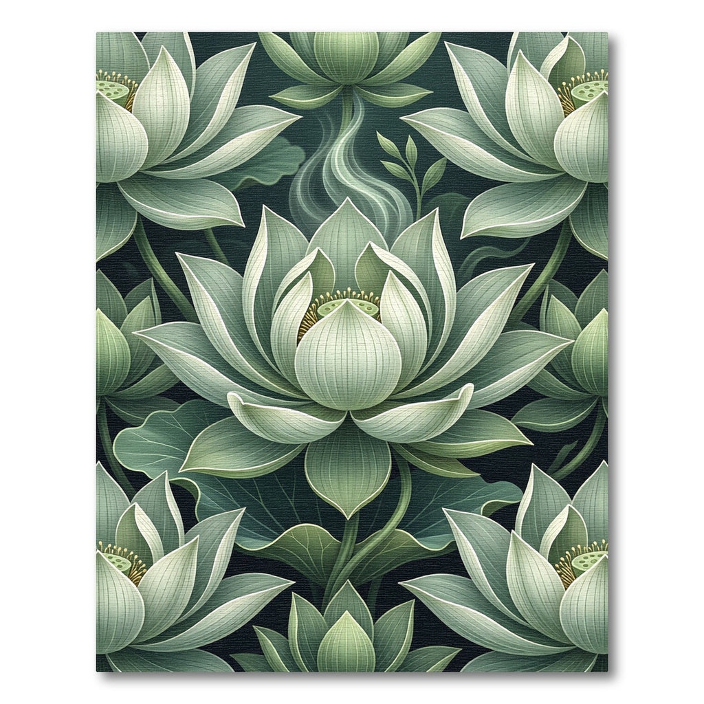 Sage Green Lotus Water Lily Rug