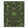 Ornate Sage Green Floral Scrollwork Rug