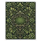Ornate Sage Green Floral Scrollwork Rug