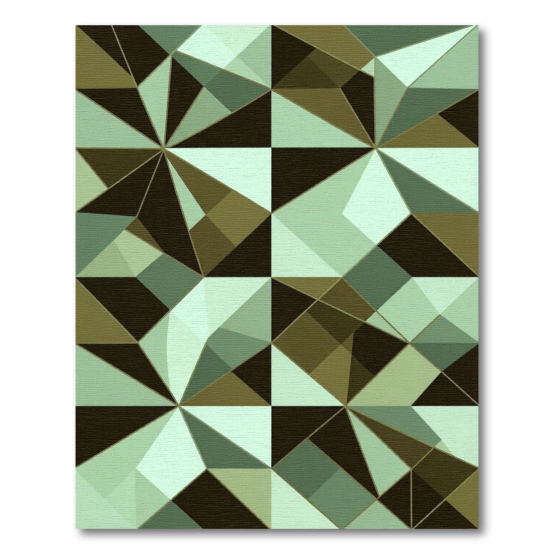Geometric Sage And Earth Tone Mosaic Rug