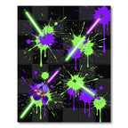 Neon Glow Splatter Electric Iris Art Rug