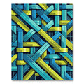Interlocking Lime and Teal Geometric Weave Rug