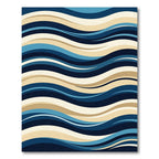 Modern Abstract Blue and Beige Waves Rug