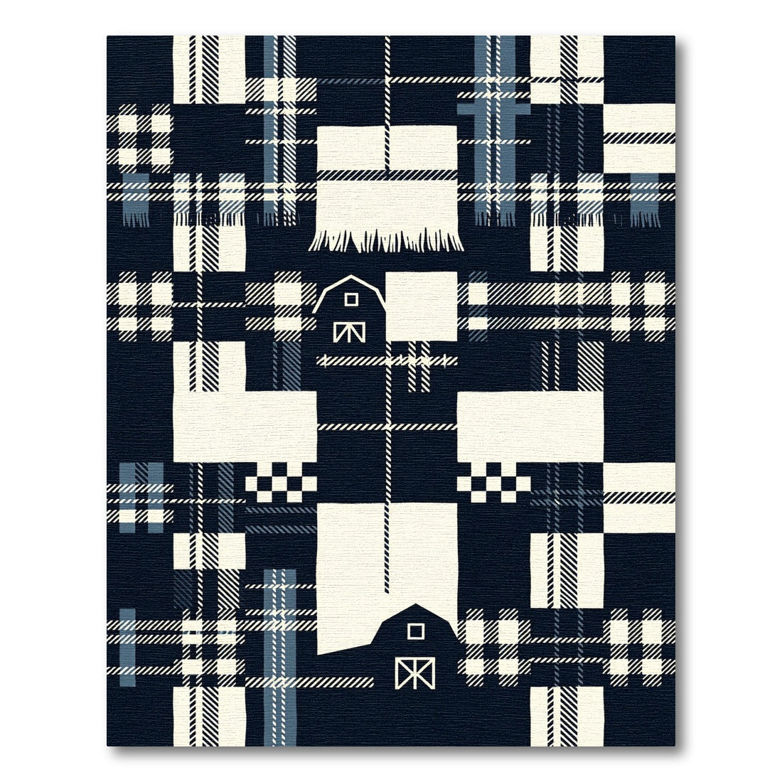 Navy Farmhouse Plaid Barn Rectangle Feature Rug