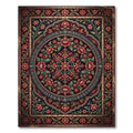 Deep Red Floral Medallion Garden Rug