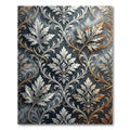 Ornate Silver Gold Leaf Scrollwork Rug