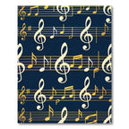 Golden Treble Clef Navy Musical Notes Rug