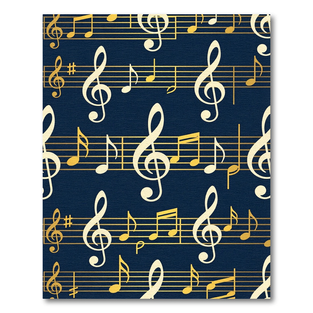 Golden Treble Clef Navy Musical Notes Rug