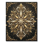 Ornate Golden Starburst Filigree Accents Rug