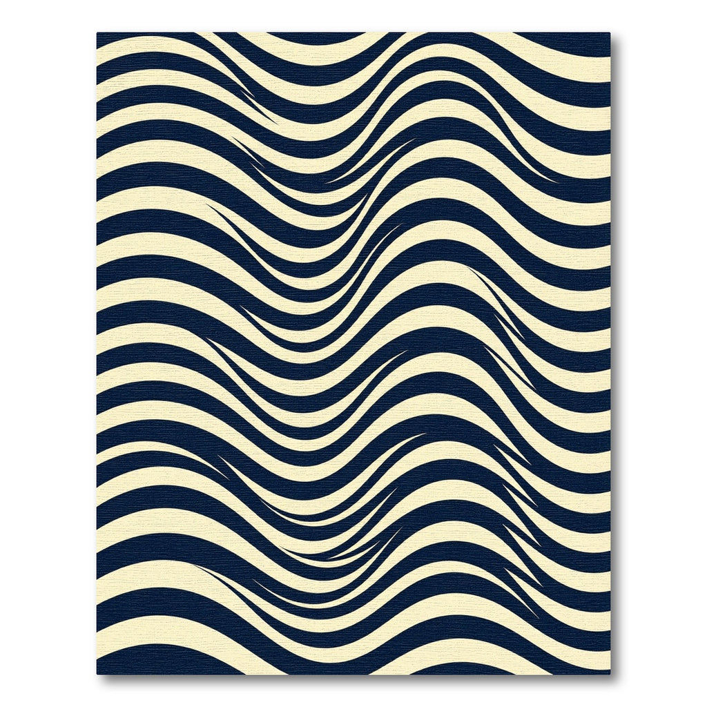 Bold Navy and Cream Wavy Abstract Rug